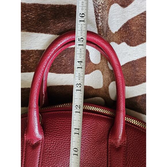 Vintage ROBERTO CAVALLI Round Leather Satchel Bag Red Animal Print Liner - Picture 11 of 11